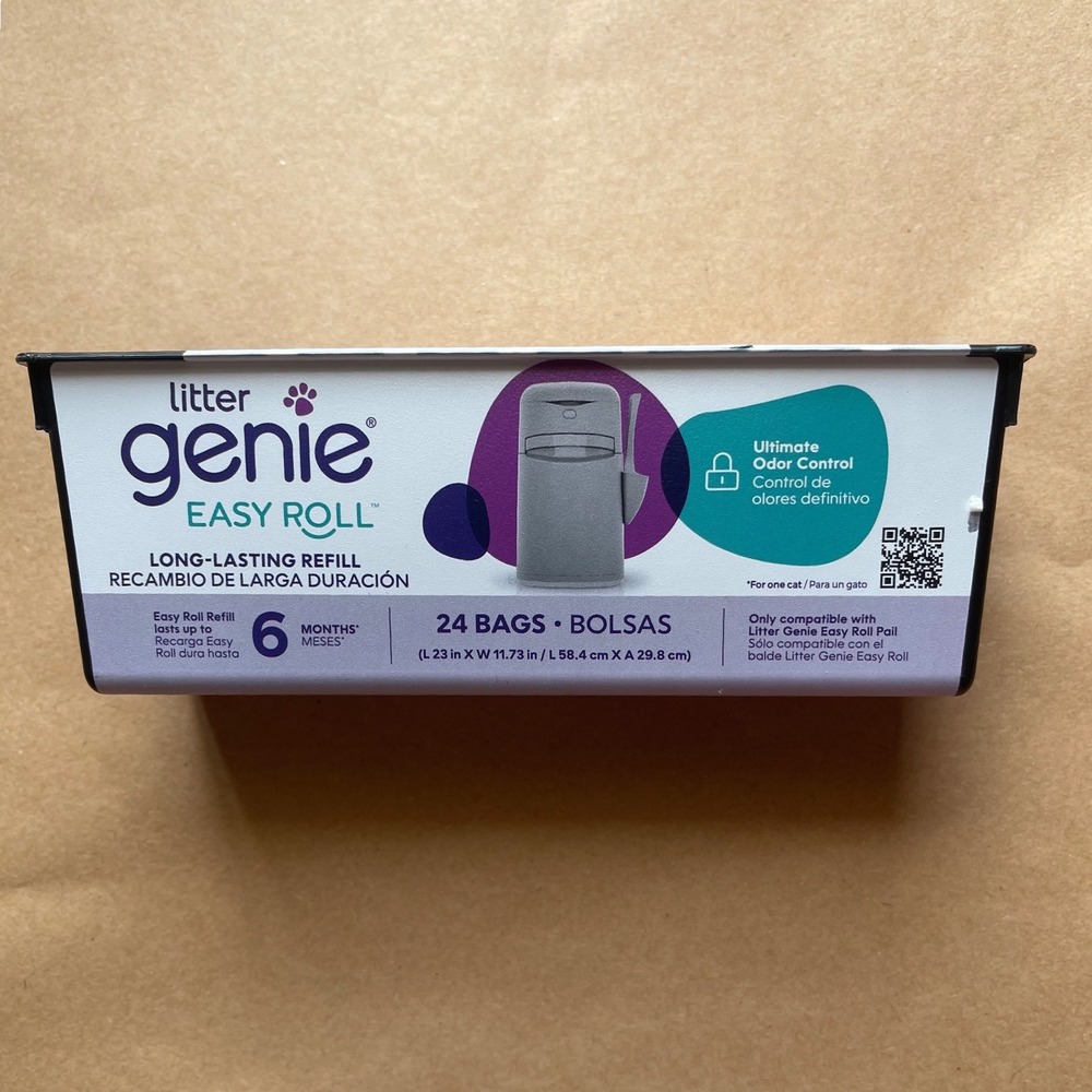 Litter Genie Easy Roll Refill 24 Bags Long Lasting Odor Control 6 Month Supply